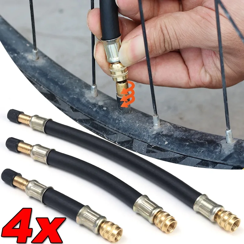 4Pcs Car Tyre Rubber Valve Inflator Extension Tube 100/150/210mm Inflator Pump Connector Flexible Tube for Motorcycle Cars Bike