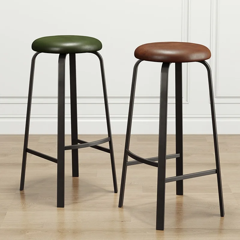 Bar chair modern simple round stool high chair bar chair ktv cashier front desk can be stacked household bar stool