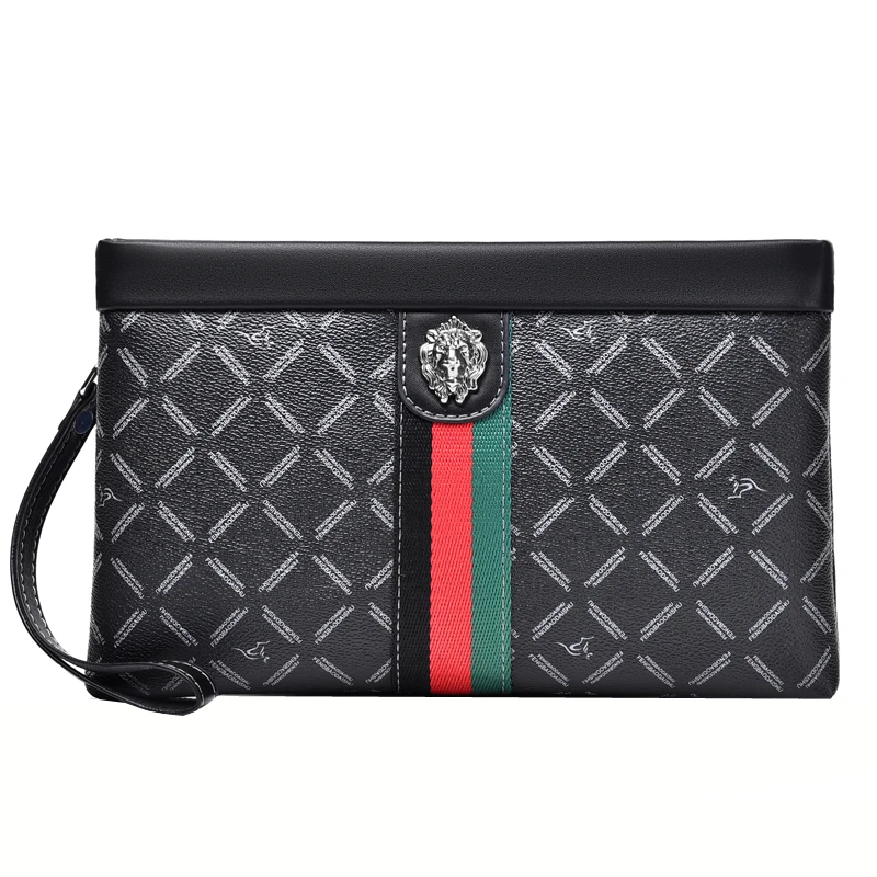 Luxury nae Men Striped checkered Clutches Bags Man Wallets Envelope Bag Purse Male Phone Bags Designer Men Bags Wristlets Bags view 2
