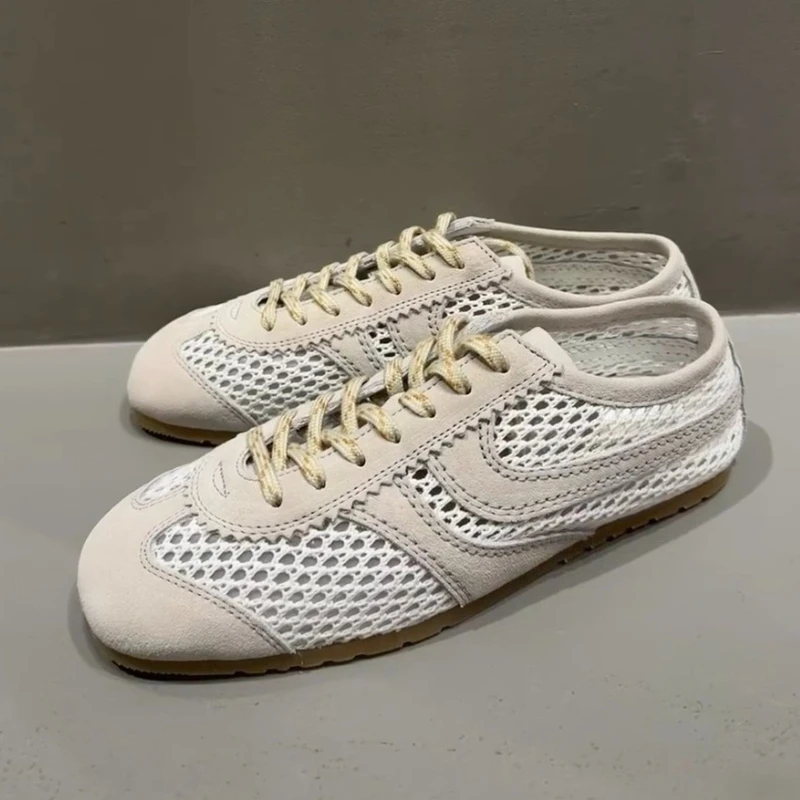 

Summer Women's Shoes Mesh Ballet Flats Genuine Leather German Women's Training Shoes High Quality2025 Fashion Net Women's Sandal