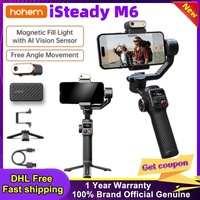 Hohem iSteady M6 Handheld Gimbal Stabilizer Selfie Tripod for Smartphone with AI Magnetic Fill Light Full Color Video Lighting