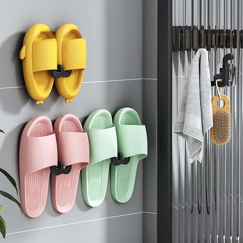 Slipper Rack Self-adhesive Bathroom Simple Slipper Hook Toilet Drainage Rack Wall Mounted Bedroom Storage Hook Shoe Drying Rack