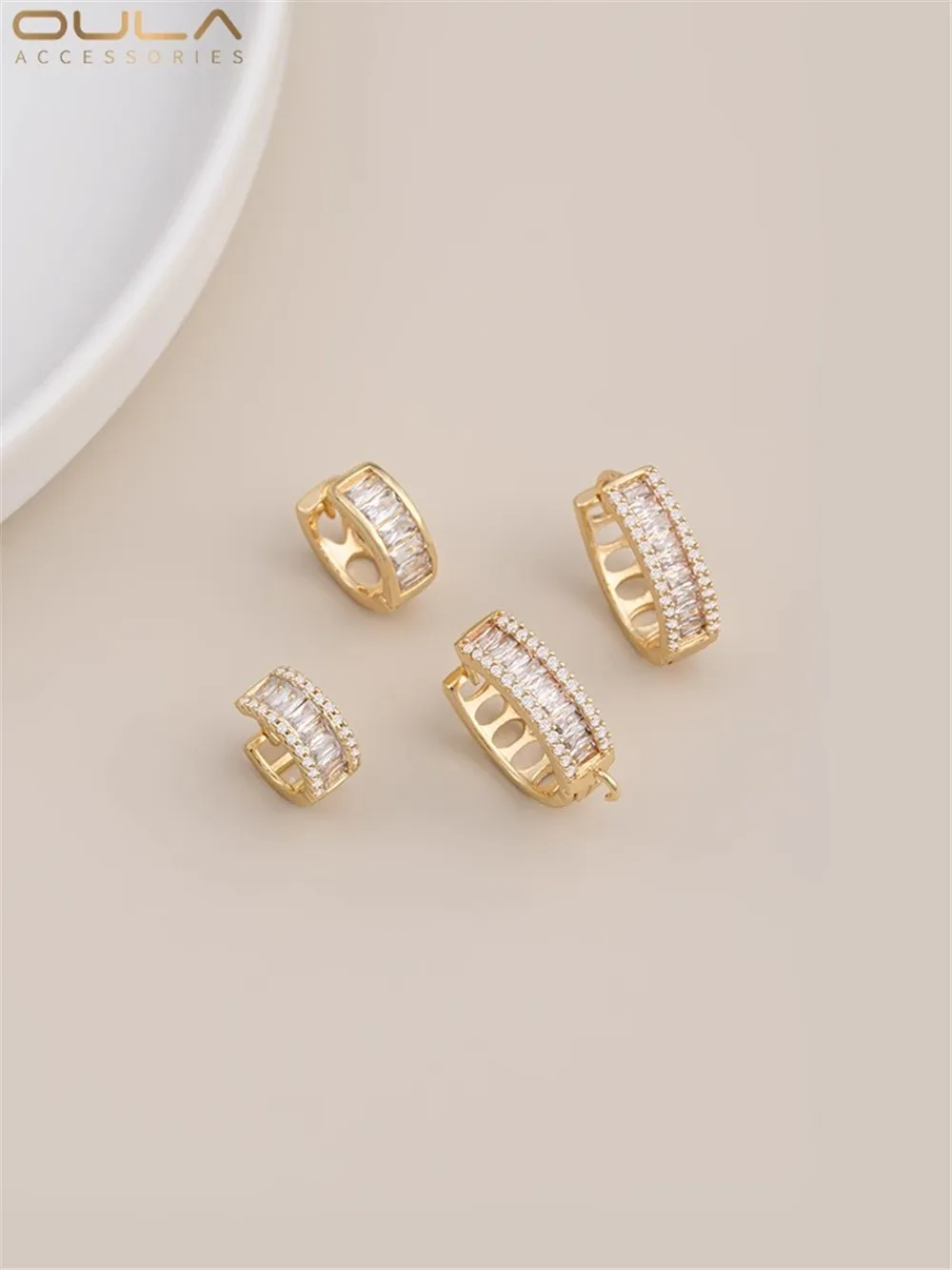 

14K Gold-Color Plated Preservation Micro Inset Zircon Round Ear Buckle Oval Drop Earrings Gold Light Luxury High Sense Earrings