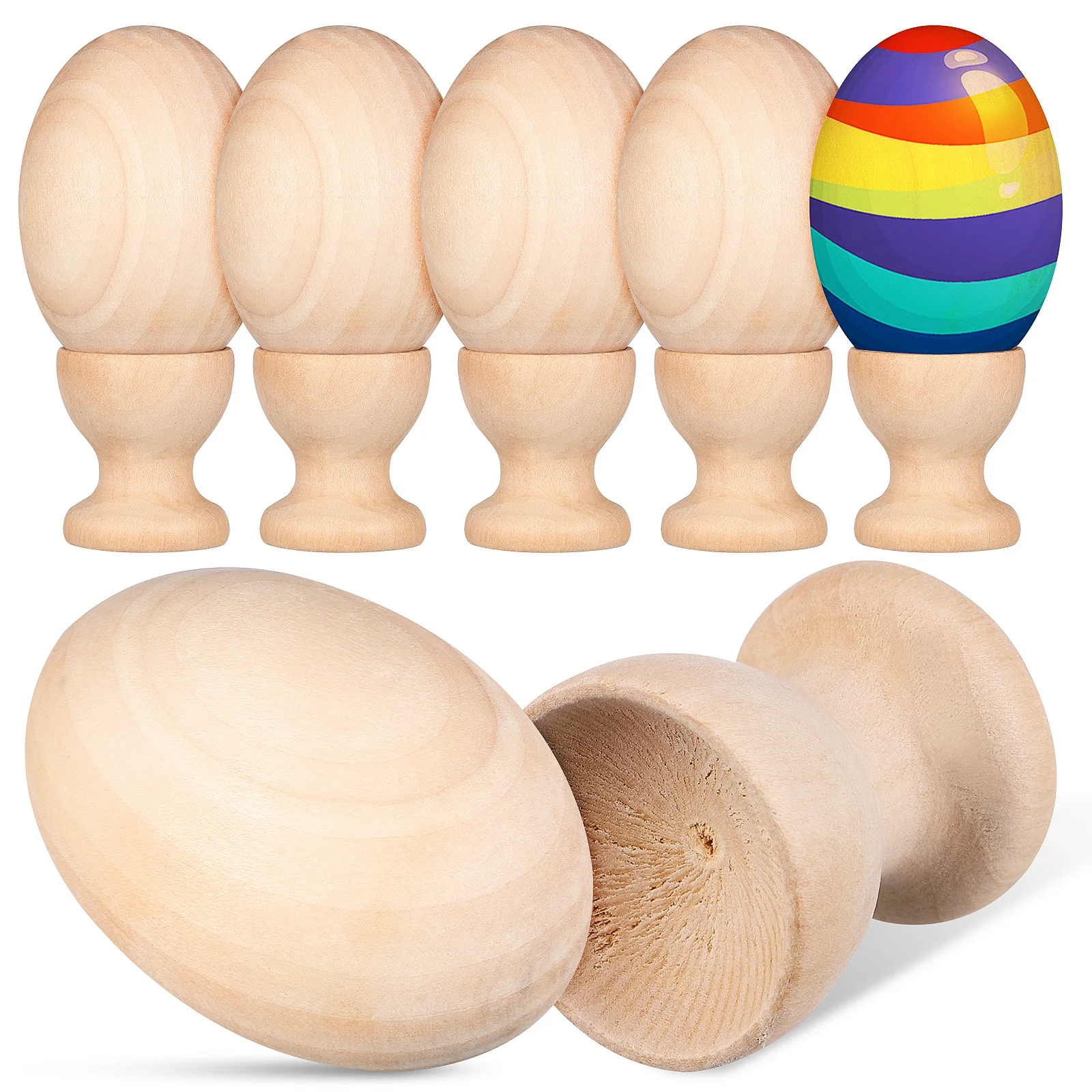 

6 pcs Wooden Egg Craft Decor Blank Wood For Painting Diy Easter Crafts Faux Eggs Unfinished Wooden Eggs For