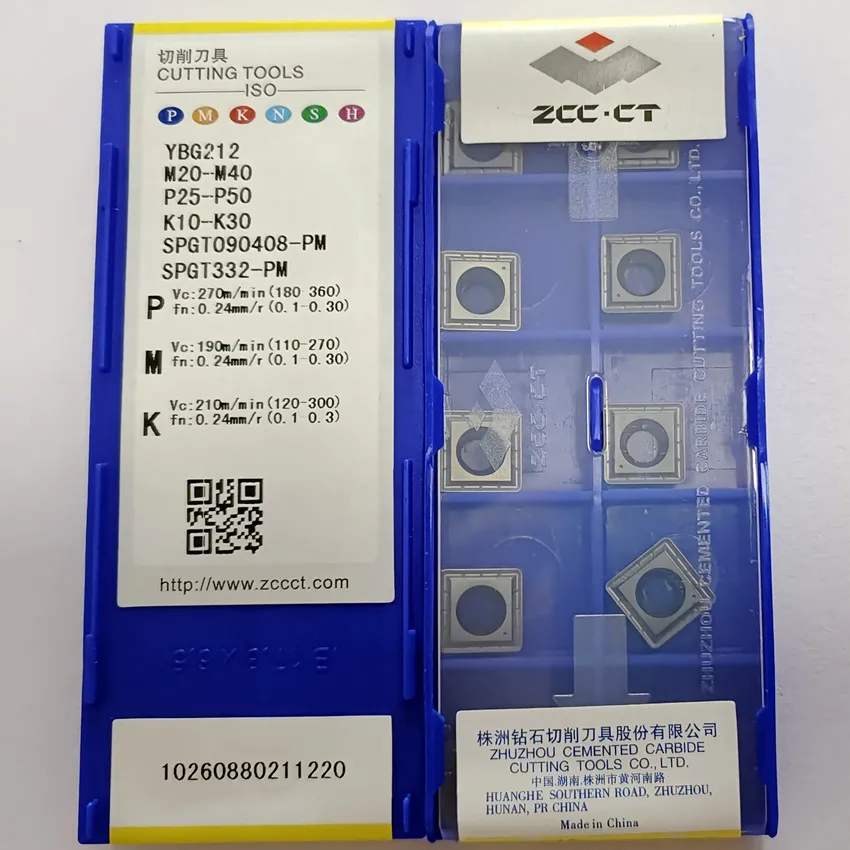 Insertos de carburo CNC para taladro en U, caja de 10 unids/lote de SPGT050204-PM YBG212/SPGT060204-PM, YBG212/SPGT07T308-PM, YBG212/SPGT090408-PM, YBG212, ZCC.CT