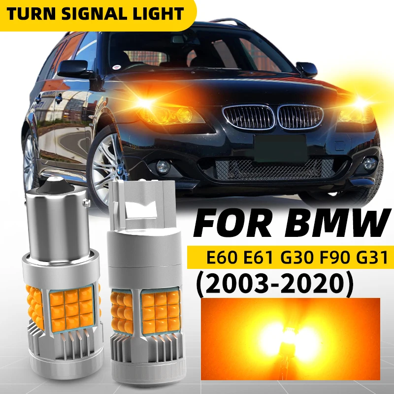 2pcs Car LED Turn Signal Direction Indicator Lights  Bulbs Amber Front/Rear For BMW 5-Series E60 E61 G30 F90 G31 520d 530i 540d
