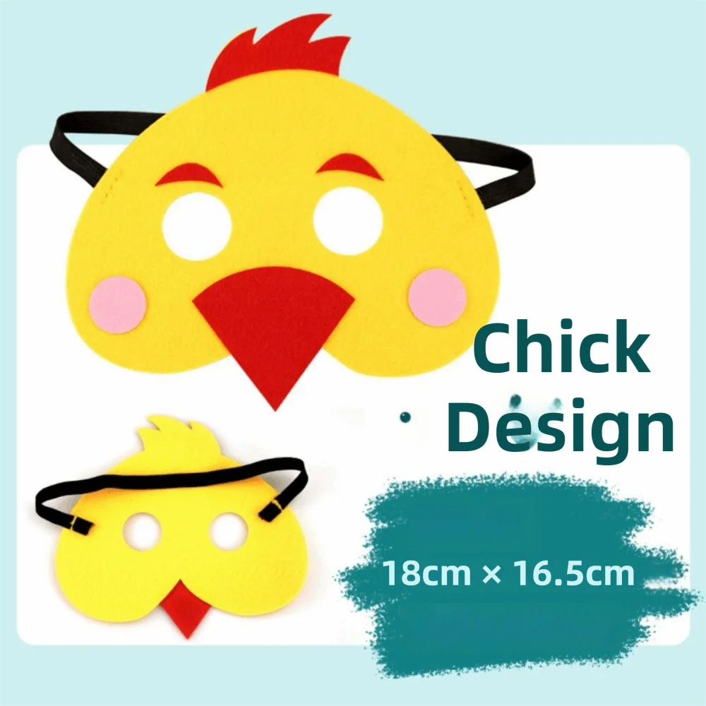 4 szt. Maseczki zwierząt z filcu na Dzień Dziecka, filcowe maski dla dzieci, maski do cosplayu zwierząt, uszy zwierząt, wzór z kreskówek