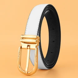Cinturones de diseñador de cintura pequeña para mujer, hebilla clásica de Pin, cuero genuino, informal, lujo, Jeans famosos, moda, 2,4 cm