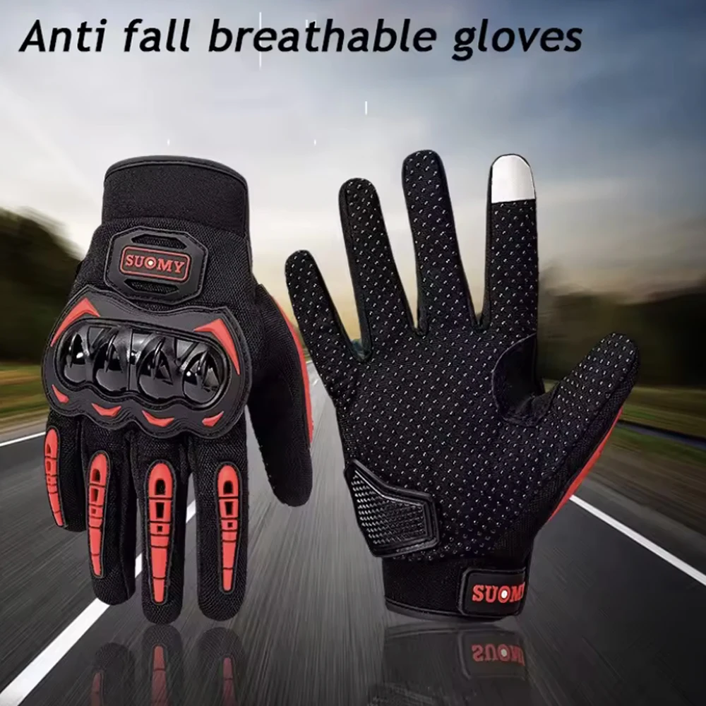 

Red Black Men Women Summer Anti-fall Breathable Gloves for Motorcycle Motorcyclist Hard Shell Protective Touchscreen Moto Gloves