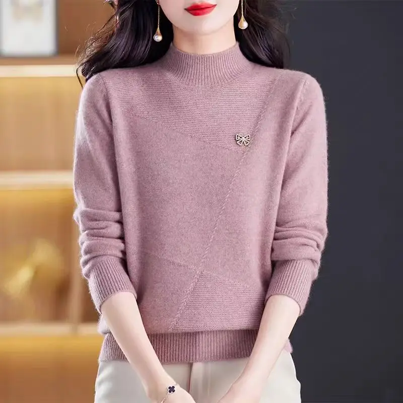 Hot Sweaters & Jumpers Warm Long Sleeve Tops For Woman Knitting Autumn Winter Knitwear Elegant Pollover Woman Clothes