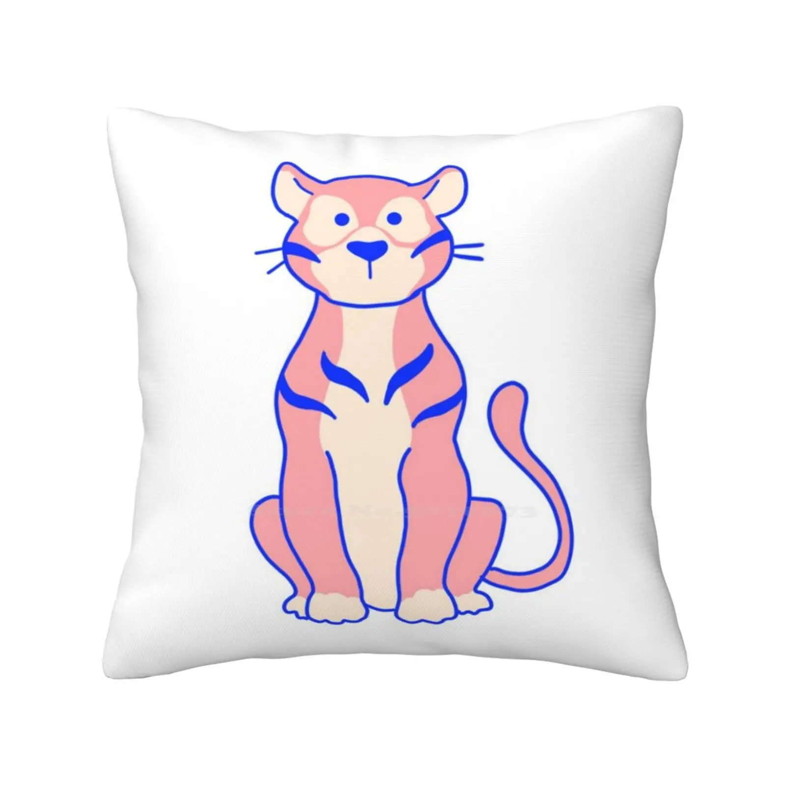 Pink & Blue Tiger Home Sofa Car Cushion Cover Pillowcase Pink Blue Tan Trendy Trends Cute Tigers Color