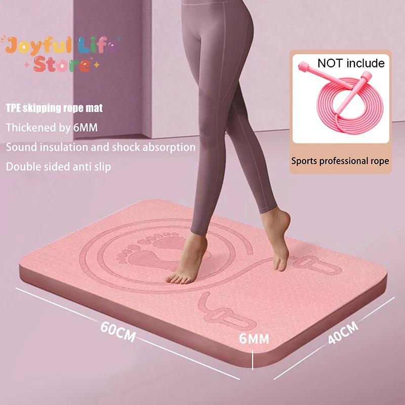 Hot 6MM Skipping Rope Mat Anti-noise Jump Rope Mat Floor Mats Exercise Shock Absorption Yoga Mat TPE Skipping Mat Fitness Pad