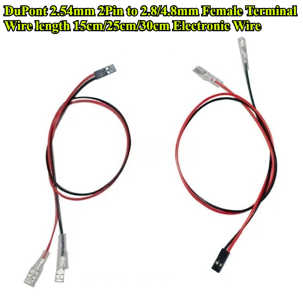 

DuPont 2.54mm 2Pin to 2.8/4.8mm Female Spade Crimp Terminal Connector for Arcade USB Board Happ Joystick SANWA Push Button
