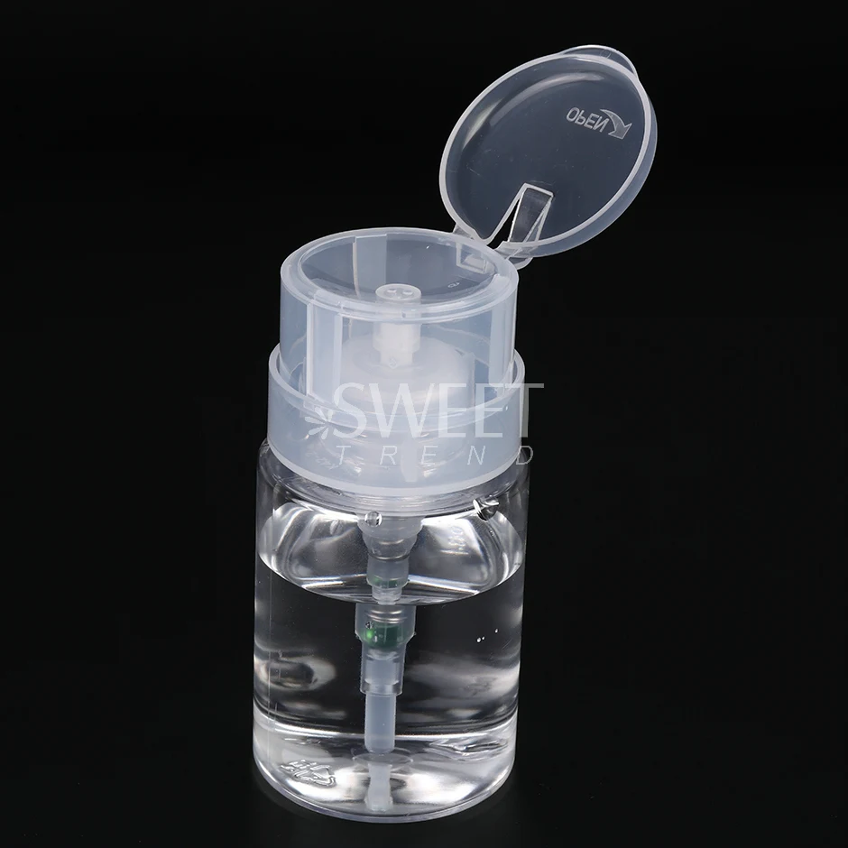 100ml 리필 가능 빈 프레스 펌프 병 클리어 디스펜서 액체 용기 리무버 클리너 폴란드어 메이크업 매니큐어 도구 액세서리