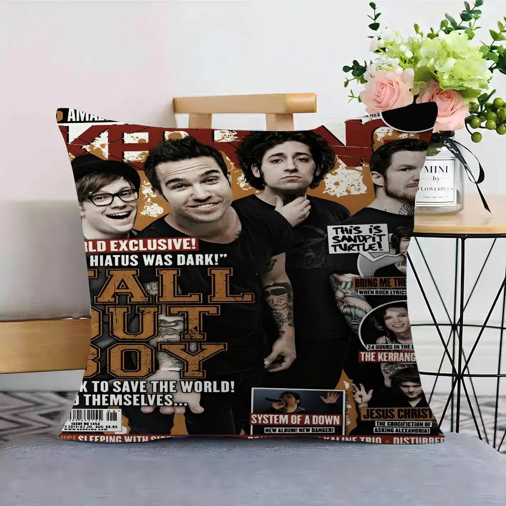 روك باند F-الخريف O-Out Boy أنيمي صورة شخصية نص المنزل وسائد للديكور الهدايا المنزلية 45x45 سنتيمتر #3