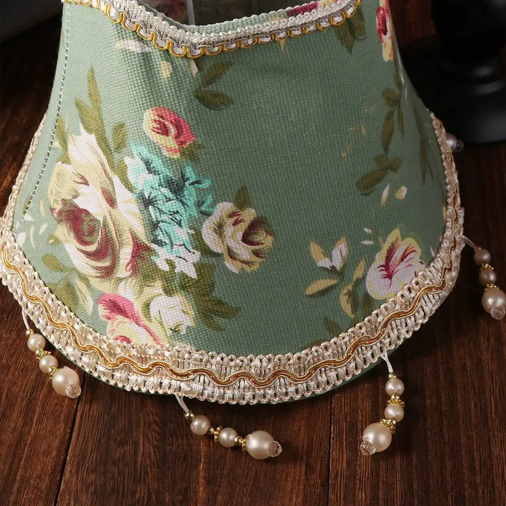 E27 Table Lamp Shade European Style Pearl Tassel Wall Lamp Cover Retro 25CM Floor Lamp Dust Cover Bedroom Wall