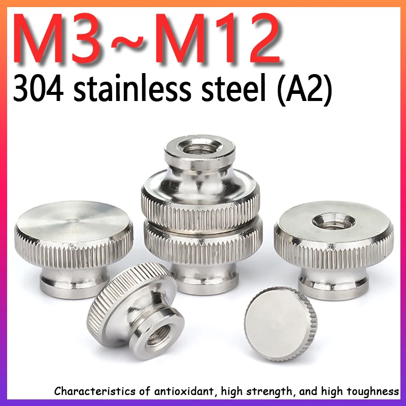 

M3 M4 M5 M6 M8 M10 M12 304 A2 Stainless Steel Double Step Adjust Knurl Thumb Nut Silver Iinstrument Hand Tighten Nuts 1-5pcs