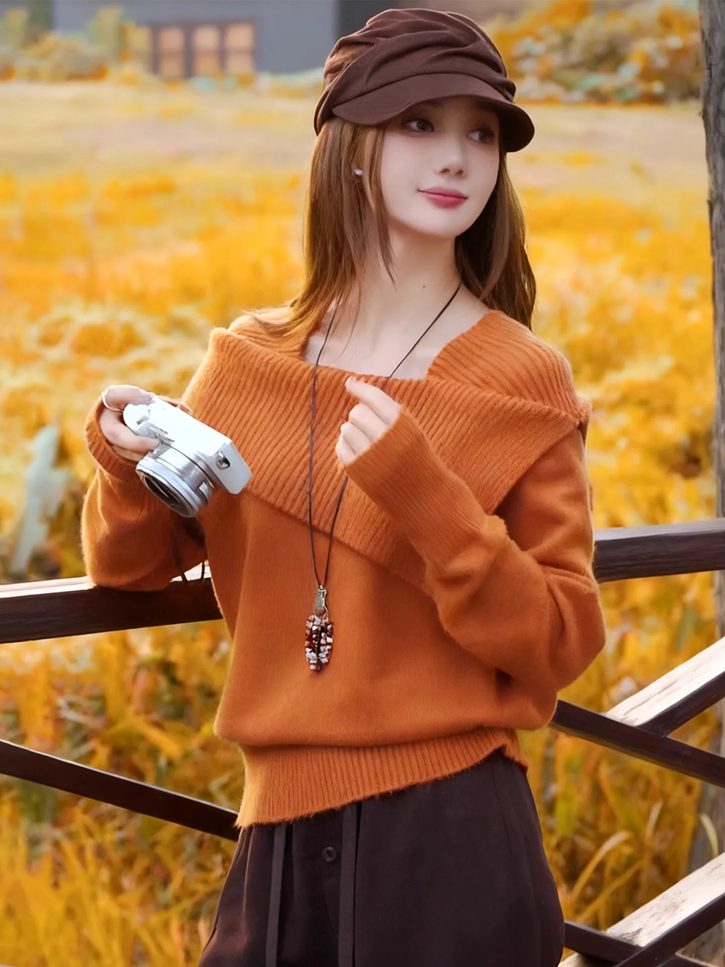 

Faionable Knitted One-oulder Sweater Women's Sle 2025 New Autumn Winter Casual Loose Fit Soft Pure Color Top Women