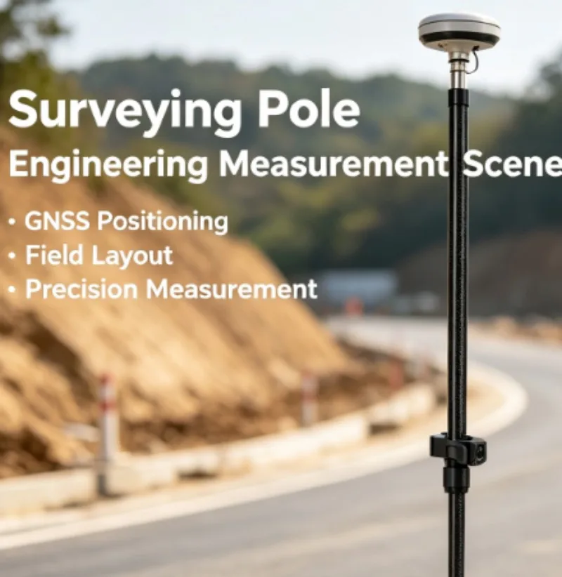 Portable RTK mapping alignment rod, 74-180cm three-section telescopic carbon fiber prism rod, 5/8-11 thread