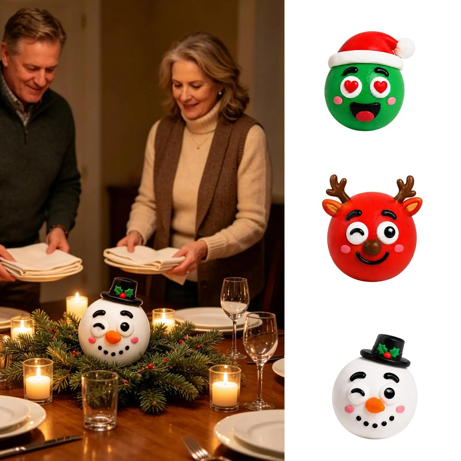 Christmas Squeezable Toy Reindeer Green Face Snowman Soft Cute Decor Squeeze Sensory Toys For Kids Family Friends Teens Offices