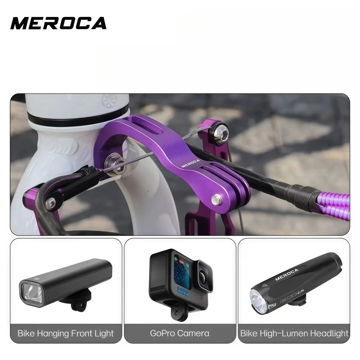 MEROCA Folding Bike Light Holder for Brompton Front Light Bracket Aluminum Alloy Durable Reliable