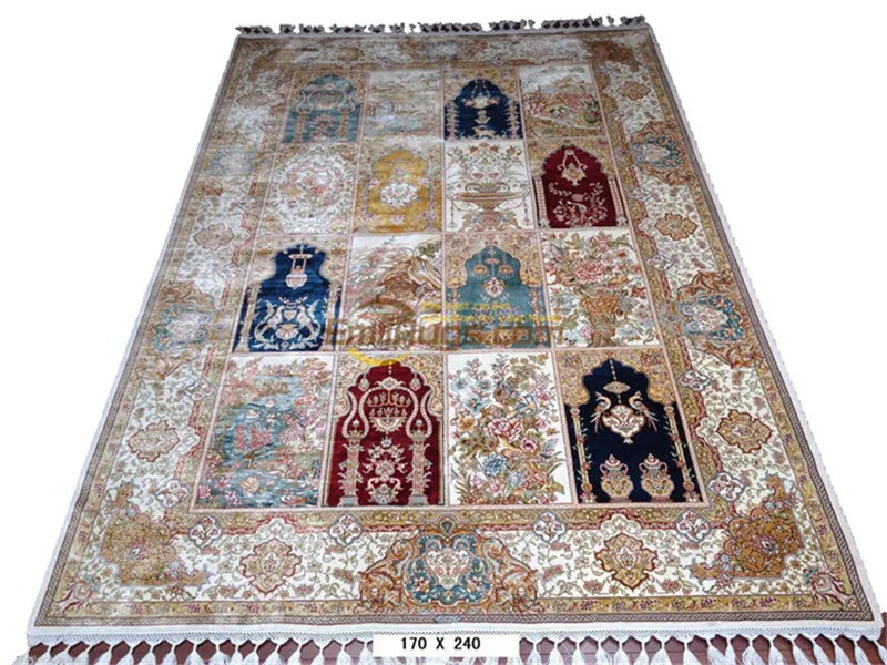 Handmade knot Persian traditional wool and silk carpet handmade red carpet