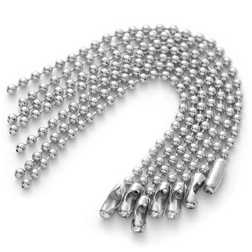 50pcs Stainless Steel Ball Bead Chain for DIY Dog Tag Key Rings Keychain Craft Jewelry Making Parts Accessories Material Supply