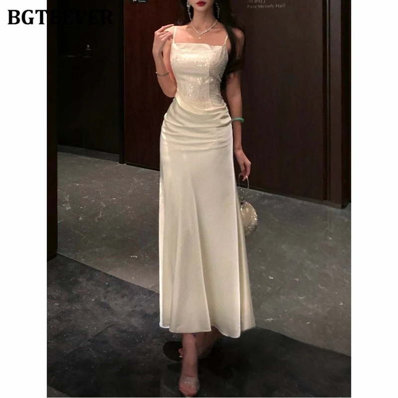 

BGTEEVER Spring Summer Fashion Ladies Spaghetti Strap Package Hip Dress Elegant Slim Female Skinny Bodycon Sleeveless Dress