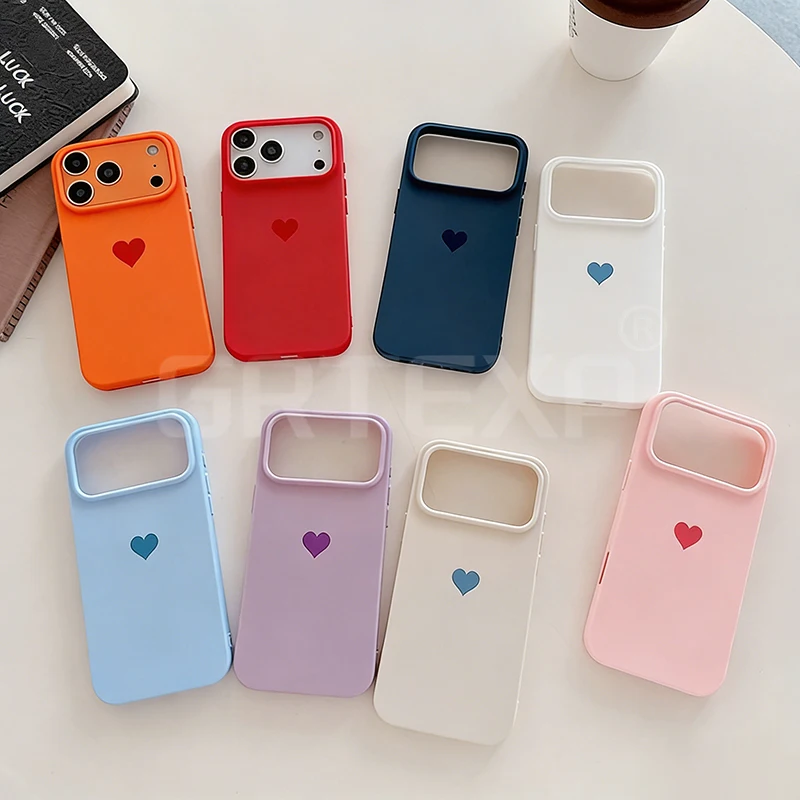 Capa Traseira Fina de Silicone Fosco TPU Love Candy Color para iPhone 17 Pro Max Air 17 Pro - Capa Protetora Ultrafina para Meninas