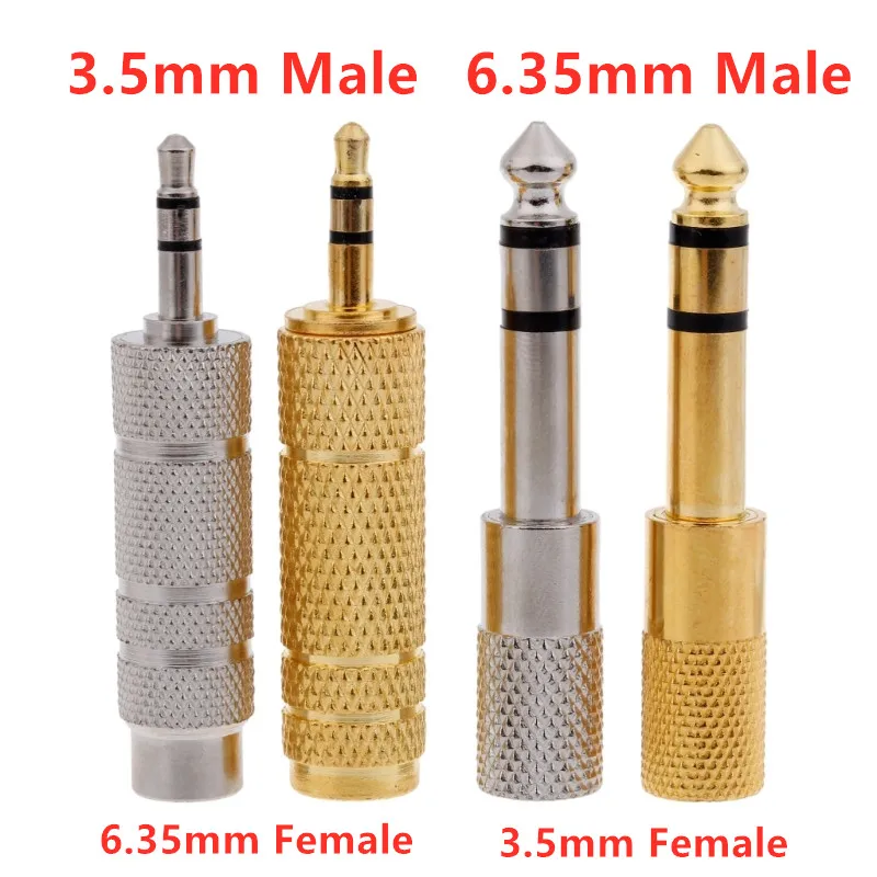 

4pcs Jack 3.5 To 6.35 Audio Adapter 6.5mm 1/4-inch To 3.5mm 1/8-inch Converters Male Female Connector Headphone Plug