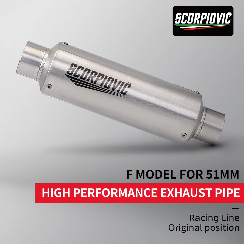 

51MM Motorcycle Exhaust Muffler Pipe for er6n sv650 Z800 R1 cb650f cb1000r cbr250r f01 z400 r3 z1000 XMAX 125CC 200CC 300CC