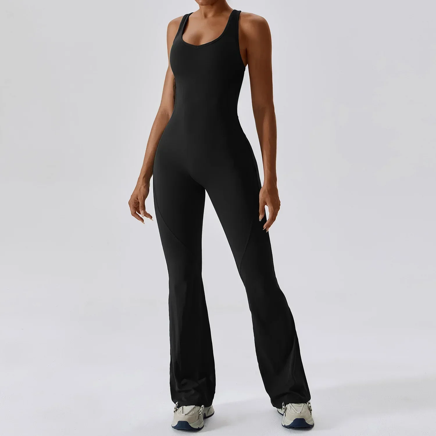 

Sexy Elegance Hollow Backless Long Sport Jumpsuits Women One Piece Gym Outfit Sleeveless Yoga Fitness Overalls White Black Brown