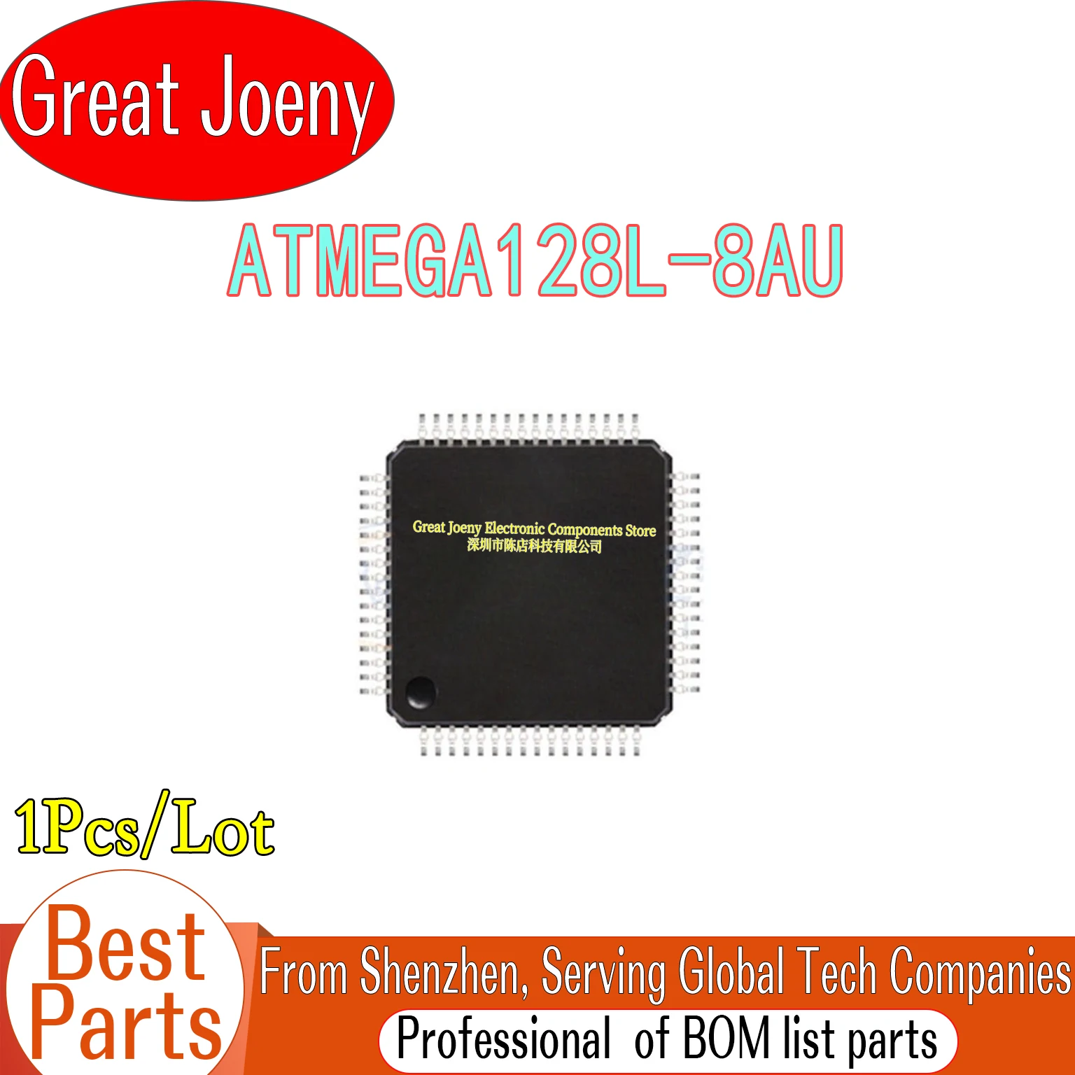 100% New Original ATMEGA128L ATMEGA128L-8AU ATMEGA128 IC MCU Chipset TQFP-64