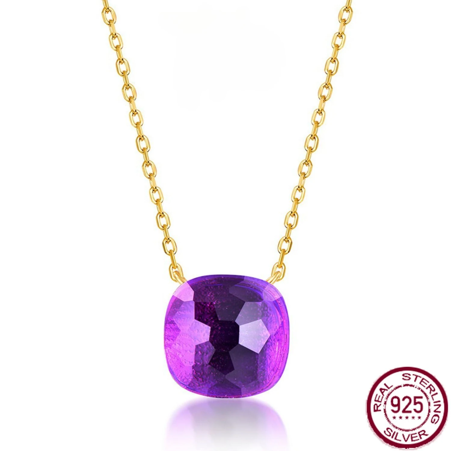 

Новое ожерелье из стерлингового серебра S925 ярких цветов с трехмерным аметистом, простые и модные свадебные украшения