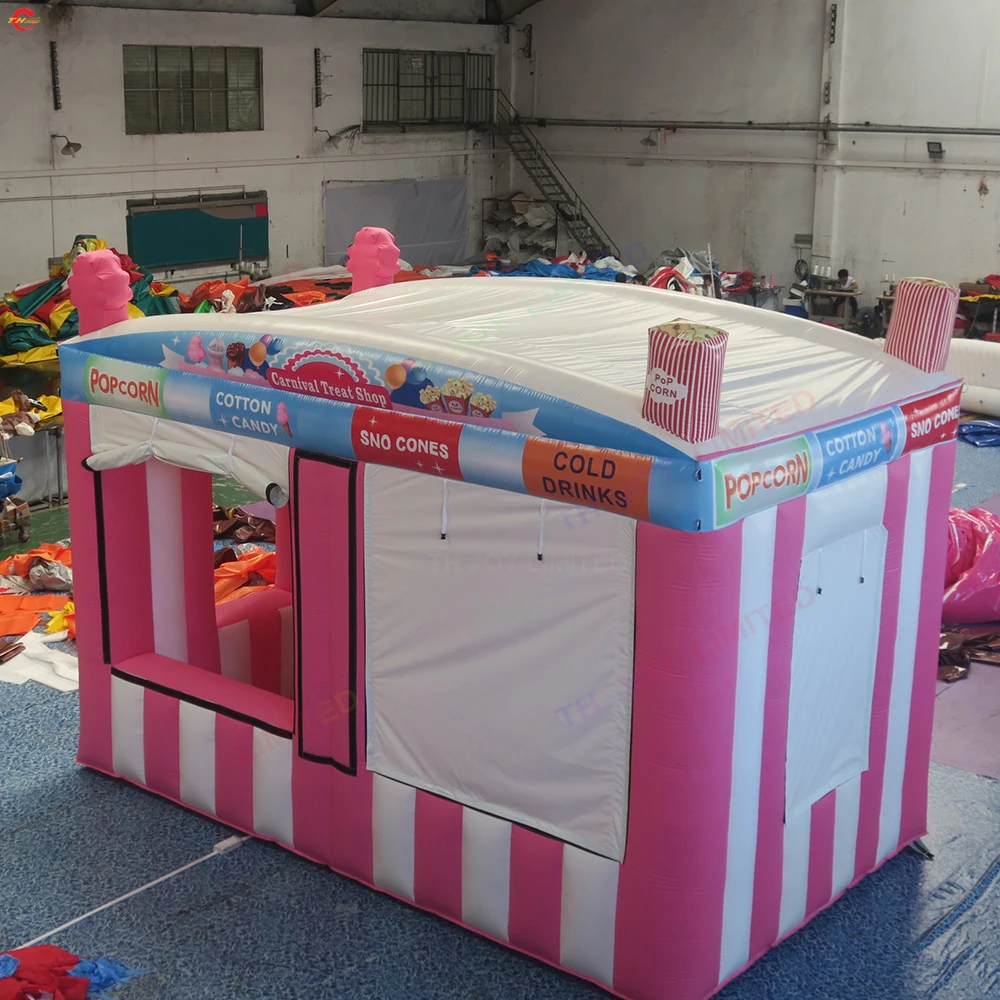 Free Air Shipping! 5x3x3.5mH Inflatable Snack Booth Food or Ticket Selling Carnival Treat Shop Candy Cabin Tent for Sale