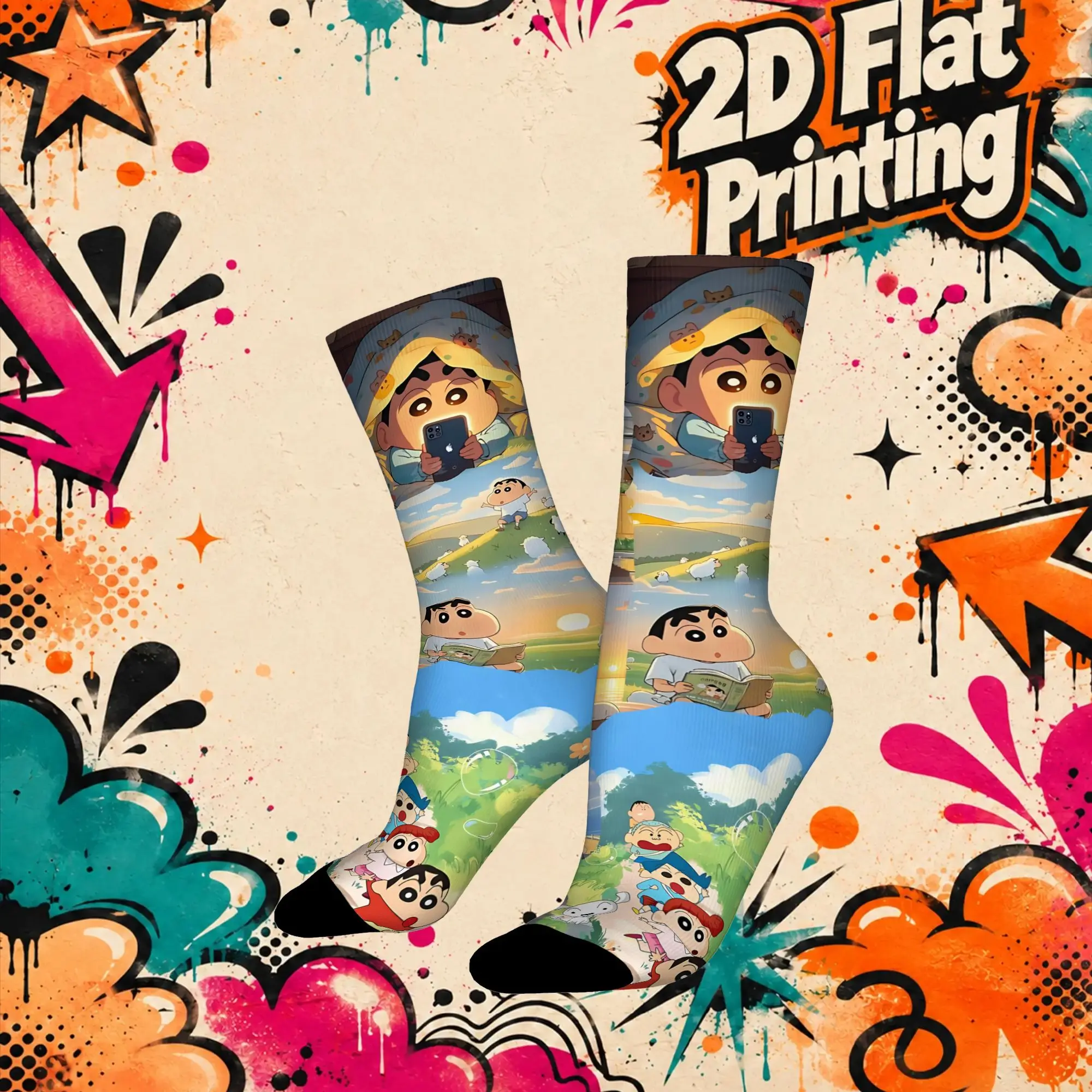 Sport Crayon S Shin chan Crazy Running Men's compression Socks Unisex items Crew Sock Cycling socks