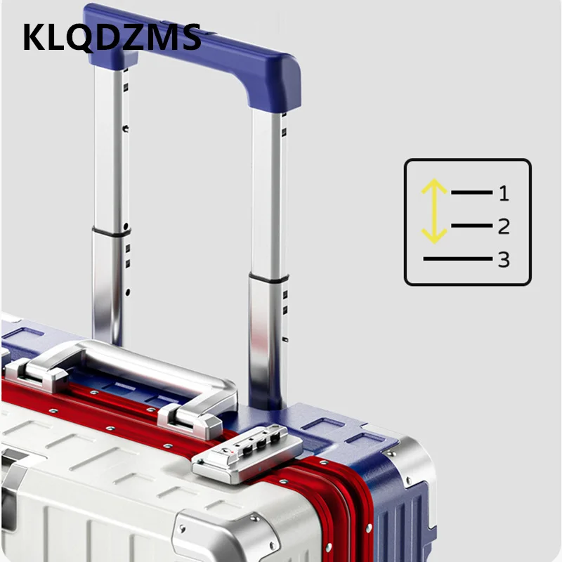 KLQDZMS Handheld Travel Suitcase Small Aluminum Frame Boarding Box 18 Inches ABS + PC Trolley Case Women's with Wheel Luggage