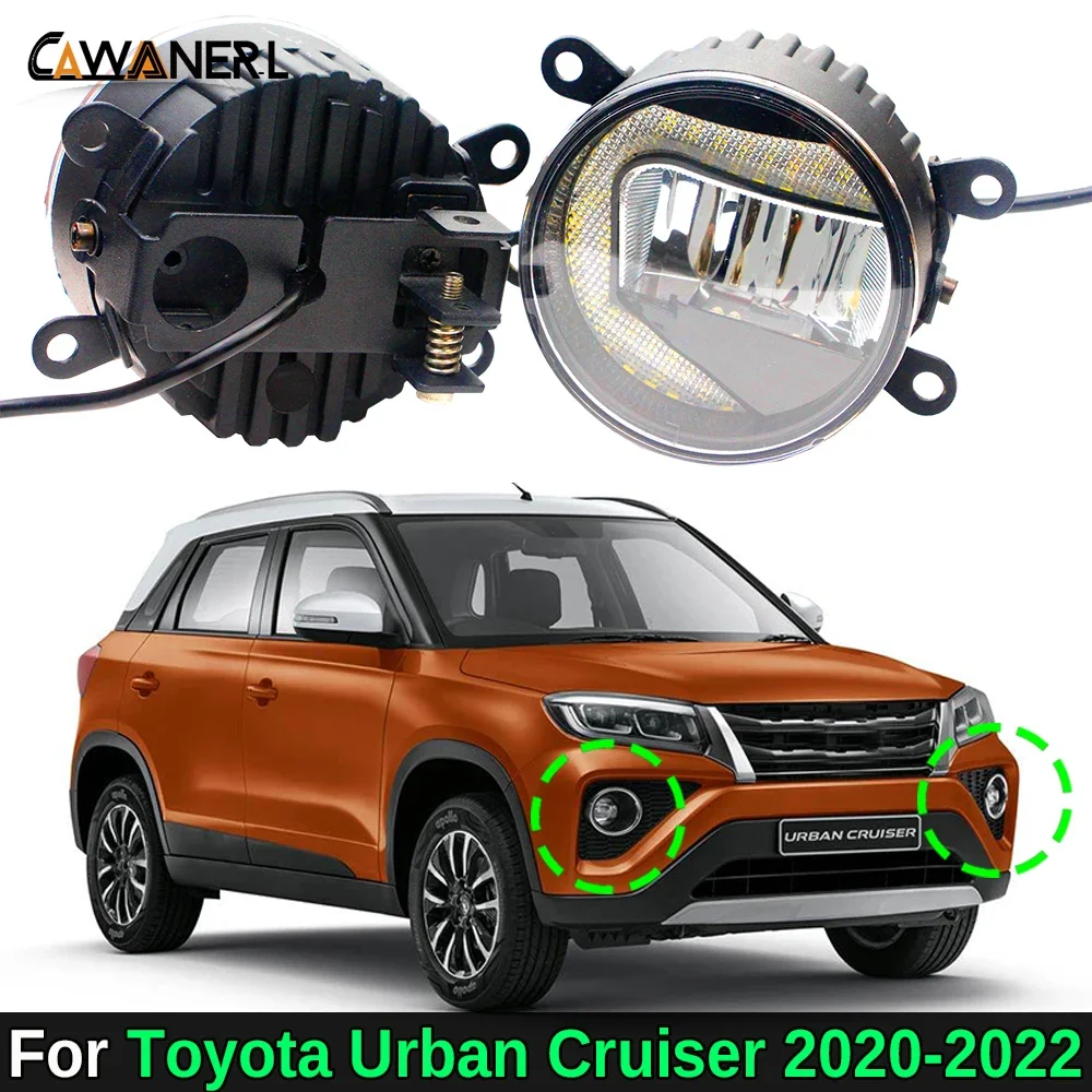 2IN1 Design Car Driver + Passenger LED Fog Light Assembly with Daylight DRL 30W 12V For Toyota Urban Cruiser 2020 2021 2022