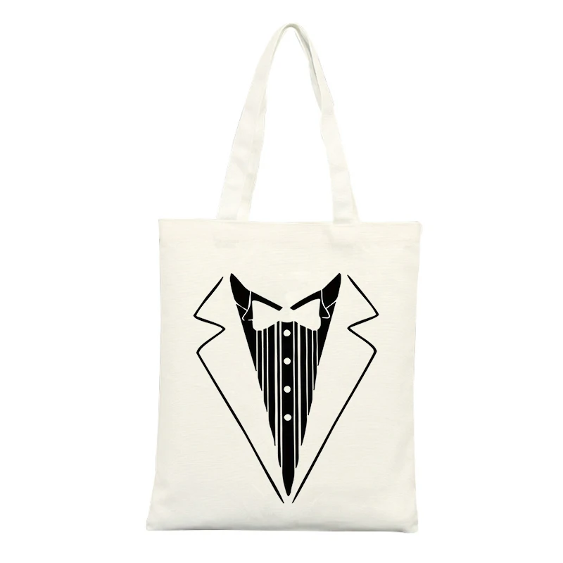 Tuxedo Pattern Canvas Tote Bag, Minimalist Design for Casual Shopping and Daily Use