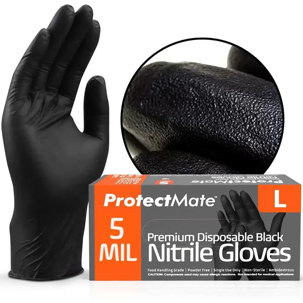 

Disposable Nitrile Gloves, Textured for Food Preparation and Handling