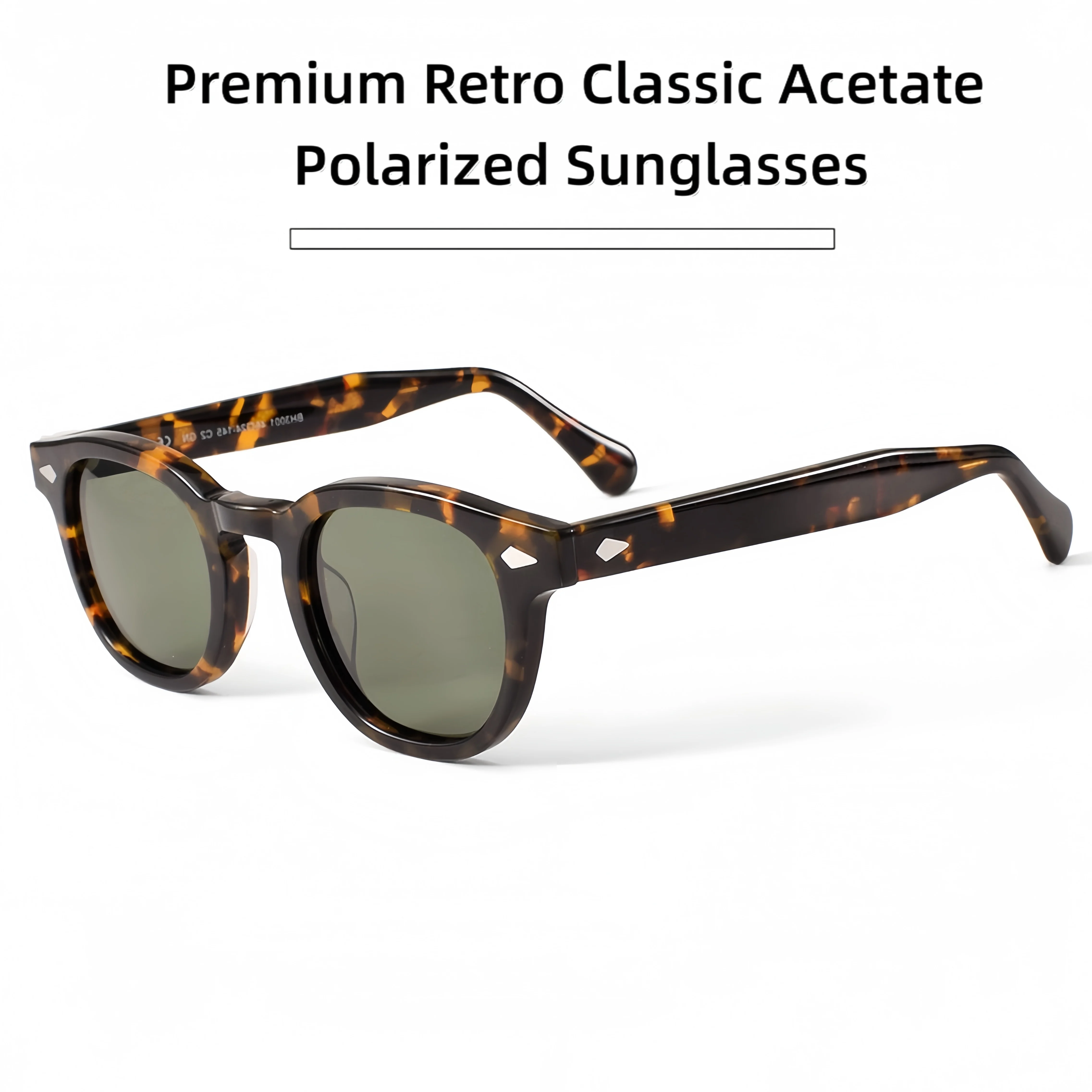 

Premium Moscot Design Classic Retro Square Acetate Polarized Sunglasses Outdoor UV Protection for Men and Women Model 3001