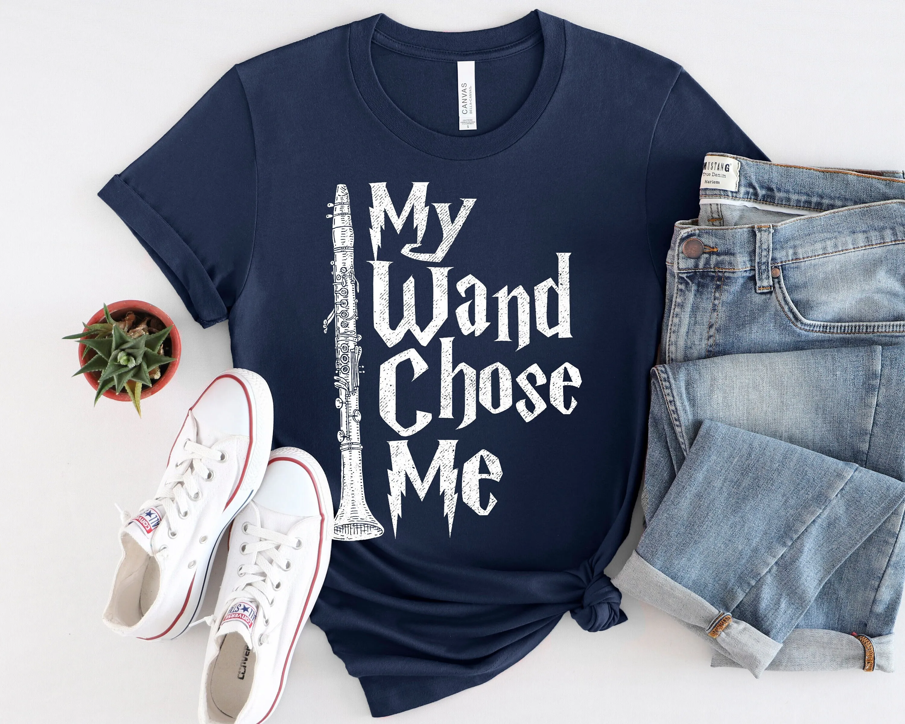 My Wand Chose Me Clarinet Player Clarinetist Music Lover T Shirt Musician Band For Friend