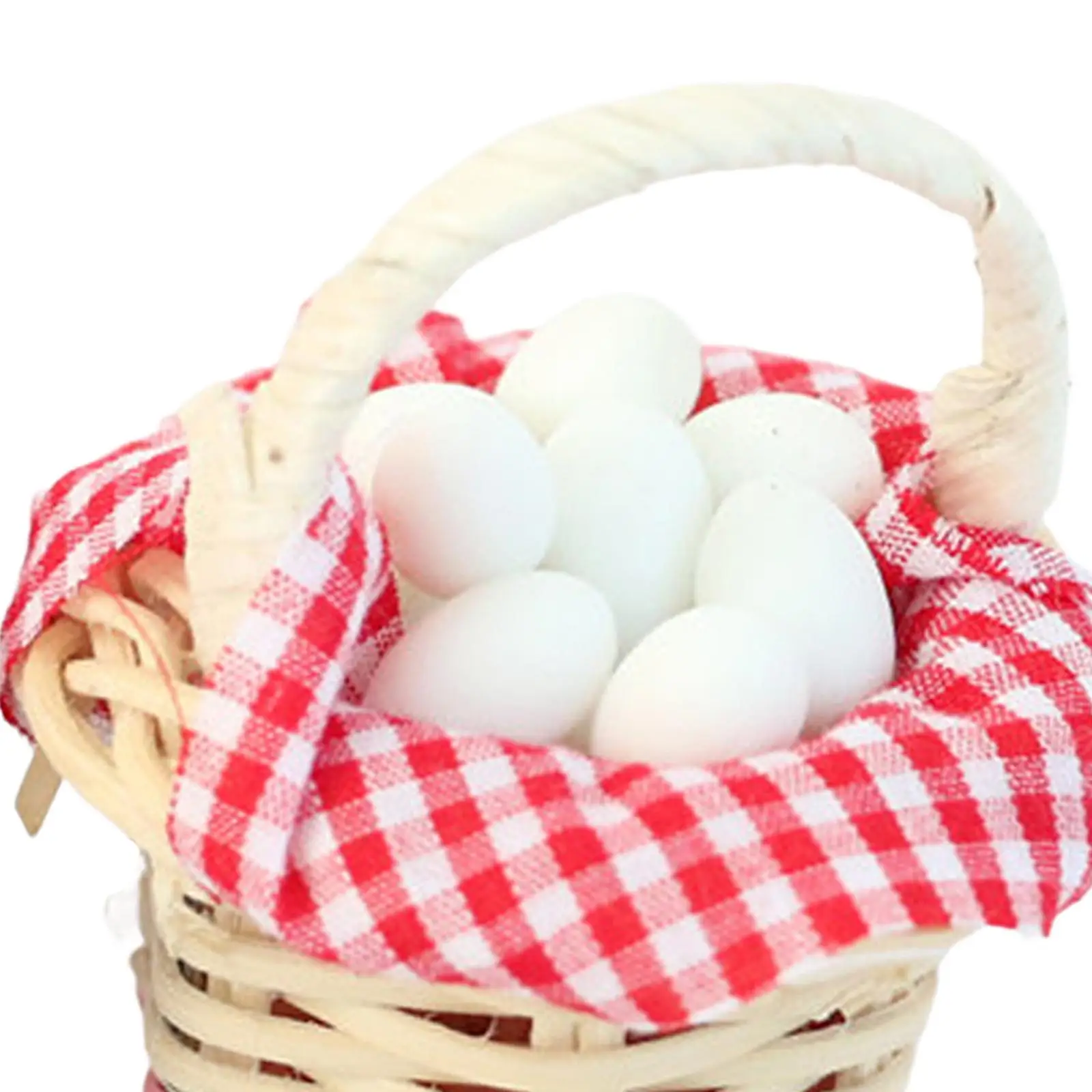 Dollhouse Miniatures Egg Basket Red Checkered Design 1 12 Scale Mini Kitchen Accessories for Display