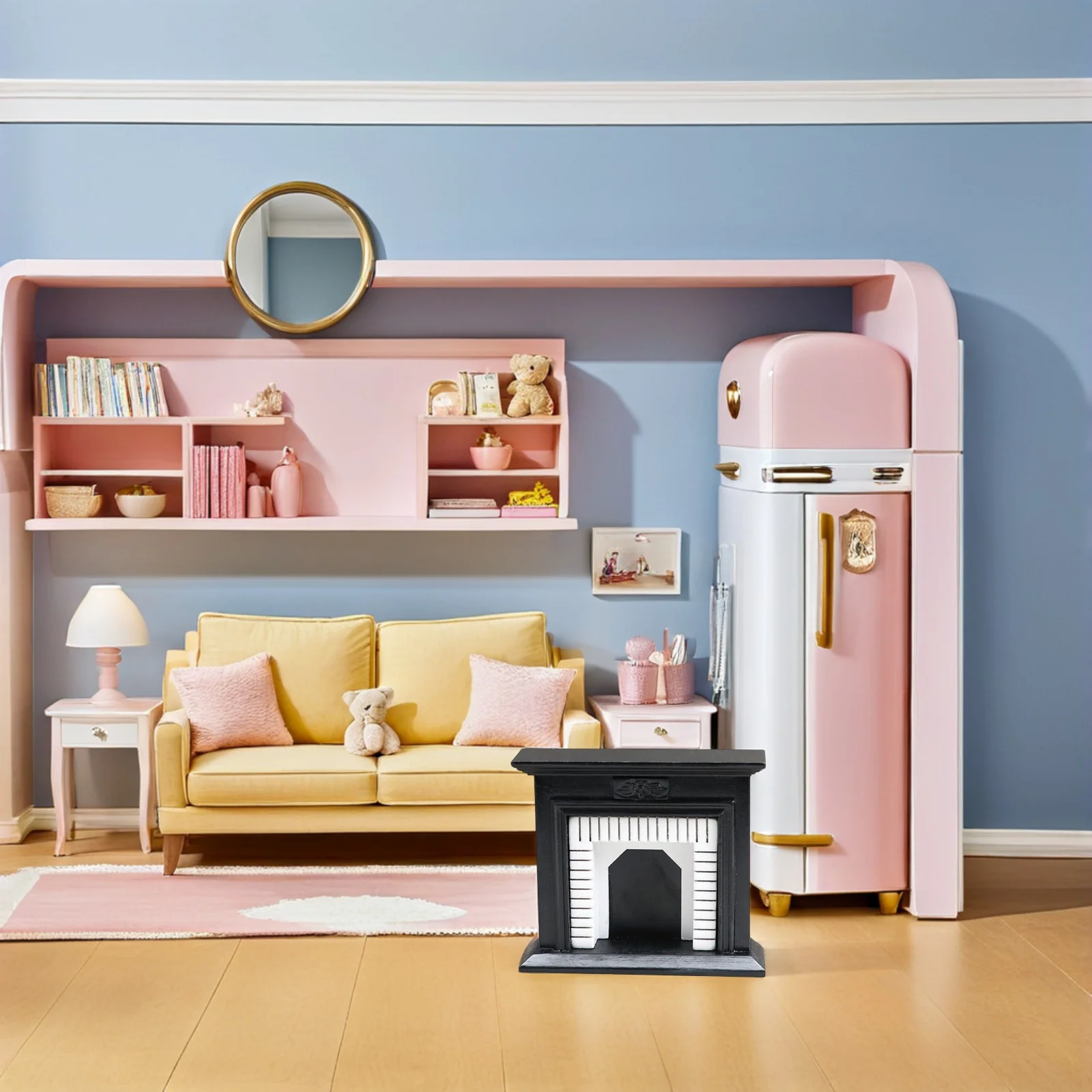 Mini meubles de salon réalistes en bois, échelle 1:12, Simulation de cheminée Miniature pour petite maison de poupée, décoration confortable pour la maison