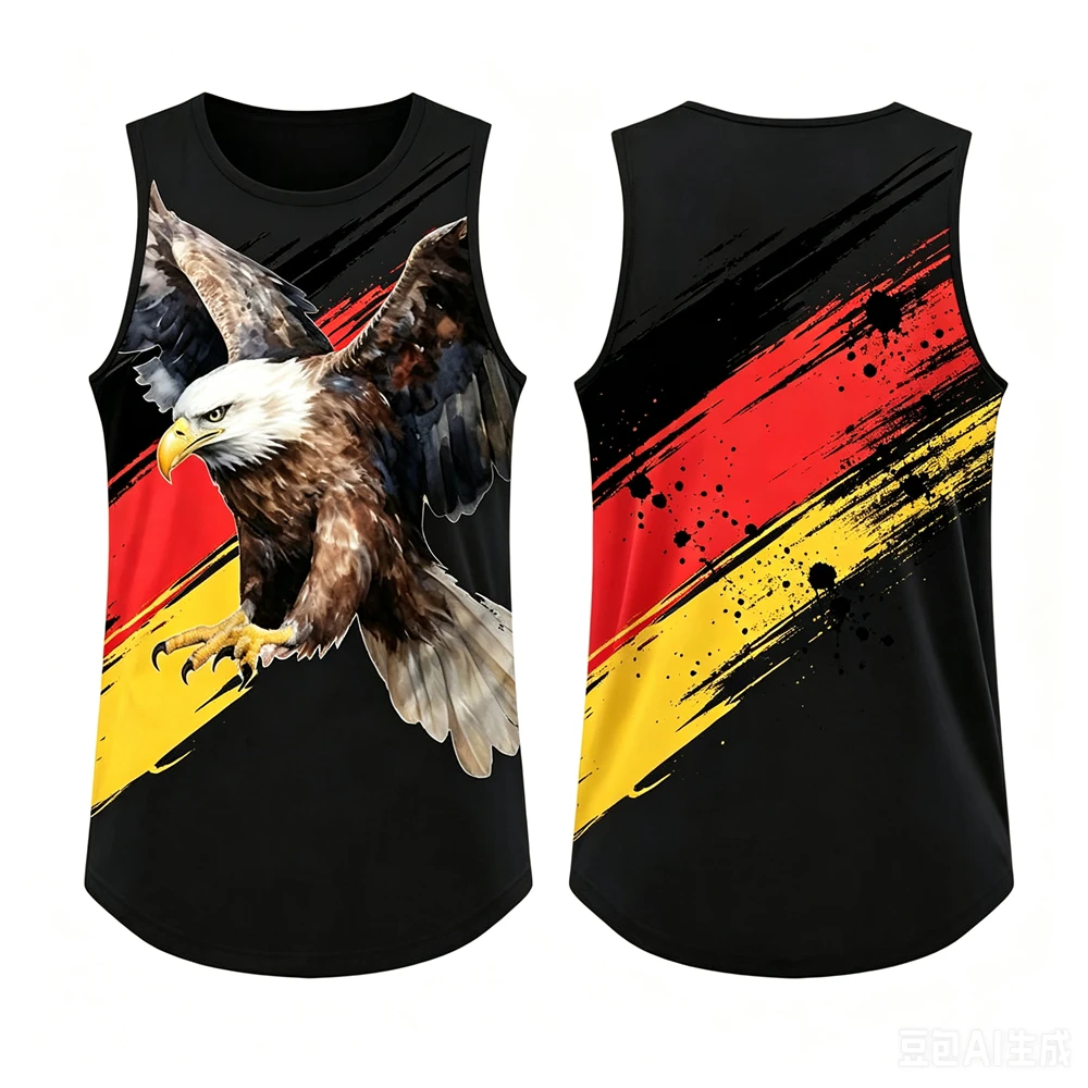 Funny 3D Eagle Pattern Male Vest Casual O-neck Sleeveless Shirt Fashion Street Trend Sports Tank Top Summer Quick Dry Singlets