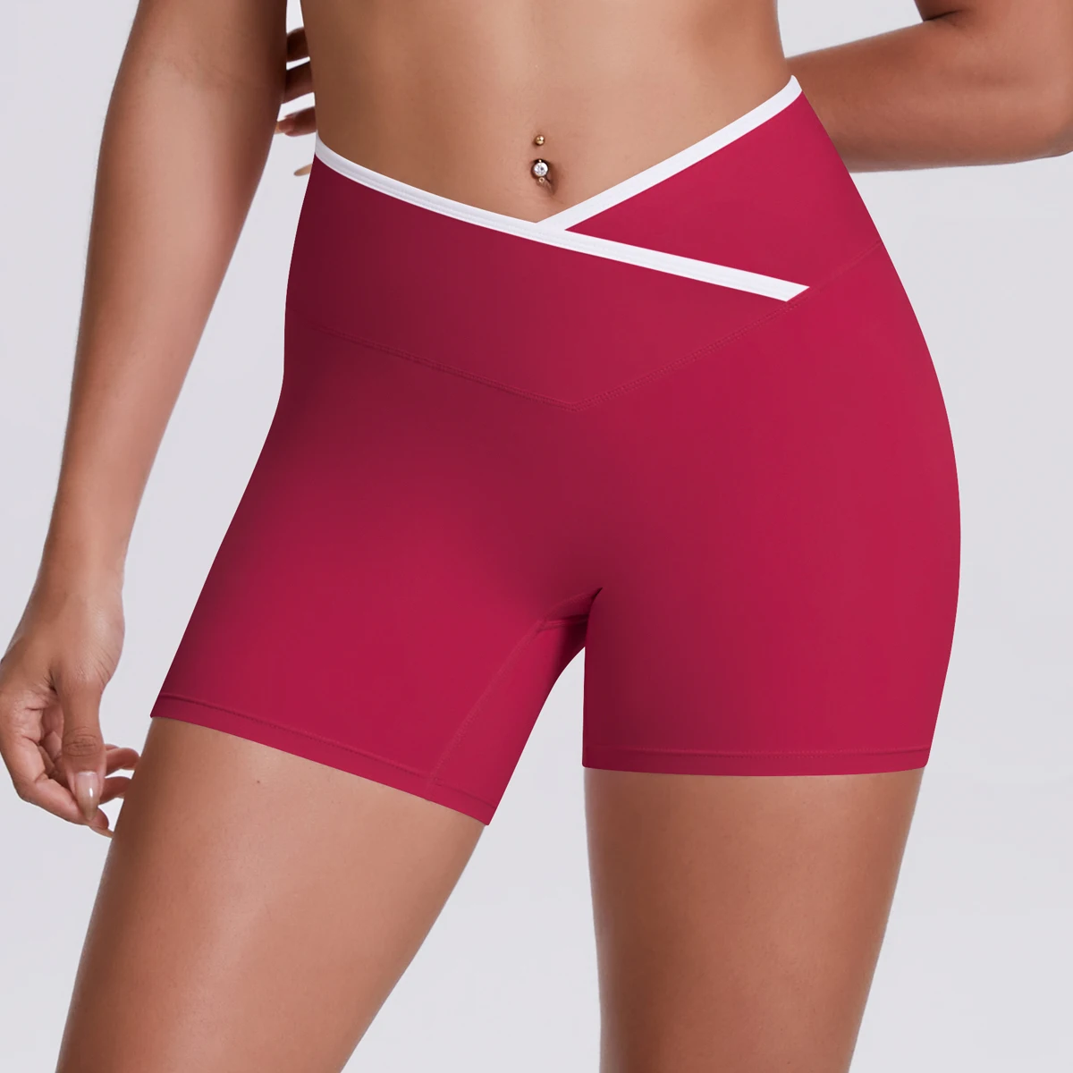 Yoga-Shorts, Damen-Fitness-Shorts, Shorts mit V-förmiger Taille, Lauf- und Fahrradshorts, atmungsaktive Sportleggings, Shorts mit hoher Taille für das Training und das Fitnessstudio. – Detail 36