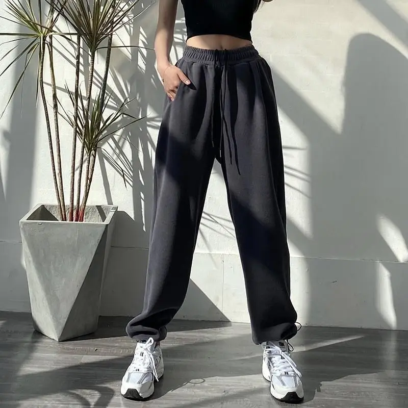 

Women Sports Pants Korean Fashion Oversize Gray Jogging Sweatpants Baggy 2023 High Waist Joggers White Female Loose Trousers