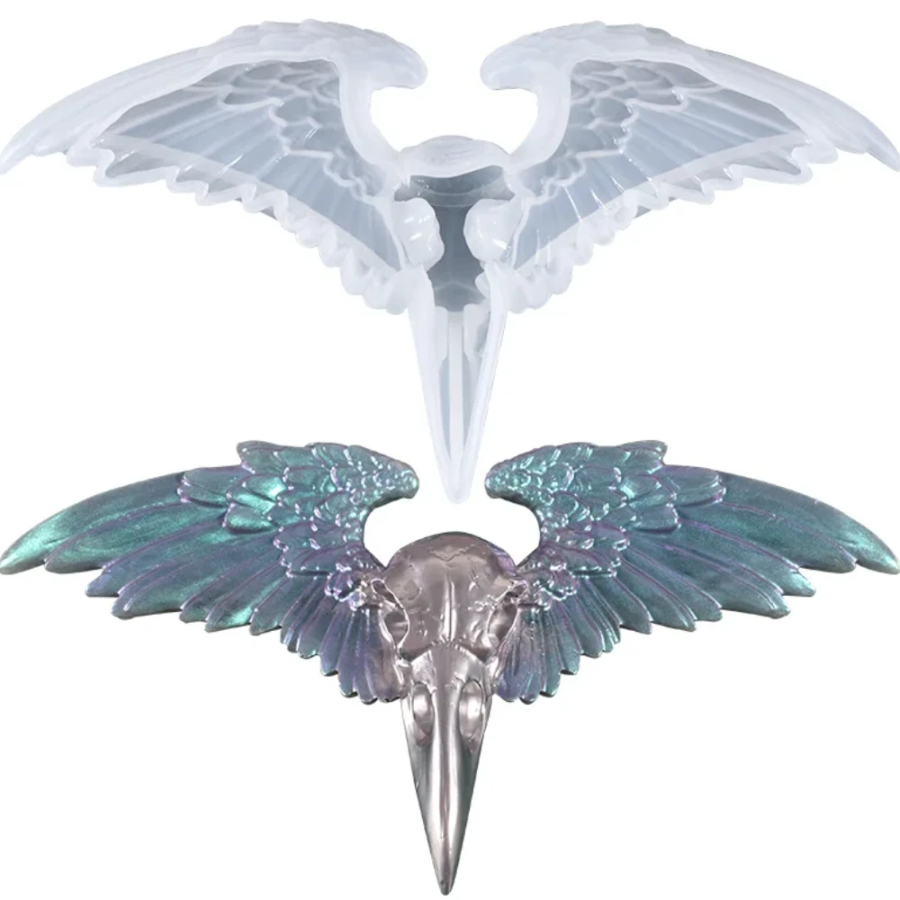 

DIY in stock Silicone Mold Crow Skull Gothic Style Skeleton Hallowmas Home Hanging Eagle Wings Pendant Jewelry Making Molds