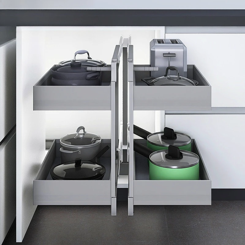 Armoires à paniers d'angle, paniers à condiments, étagères d'angle de cuisine