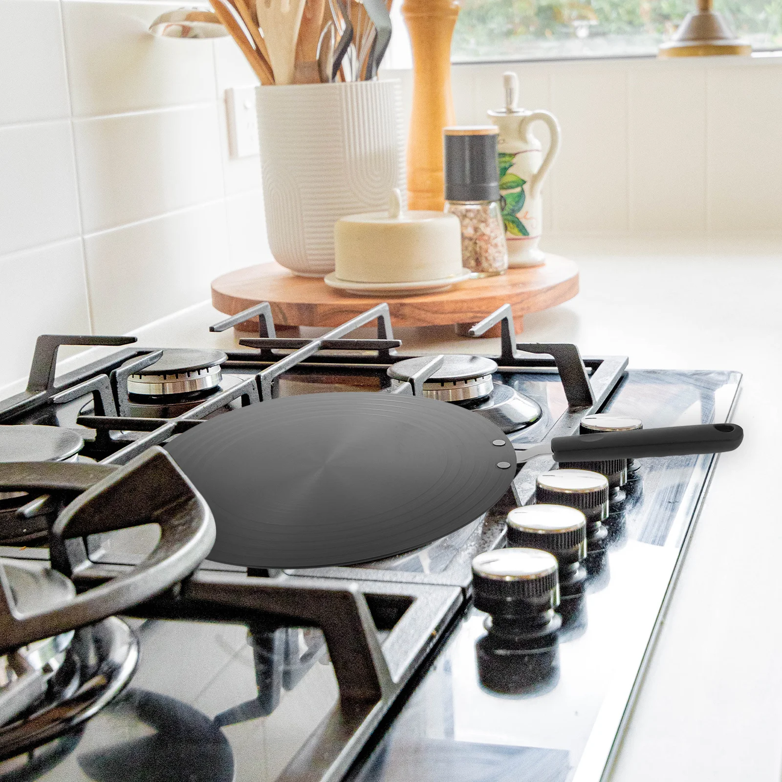 

1 pc Thermal Guide Plate Heat Conduction Disk Black Handle Nonslip Defrosting Tray For Gas Stove Induction Cooker Fast Heating